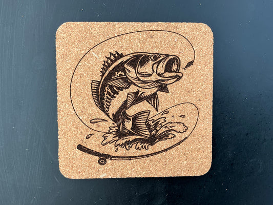 Catching bass Cork Coaster