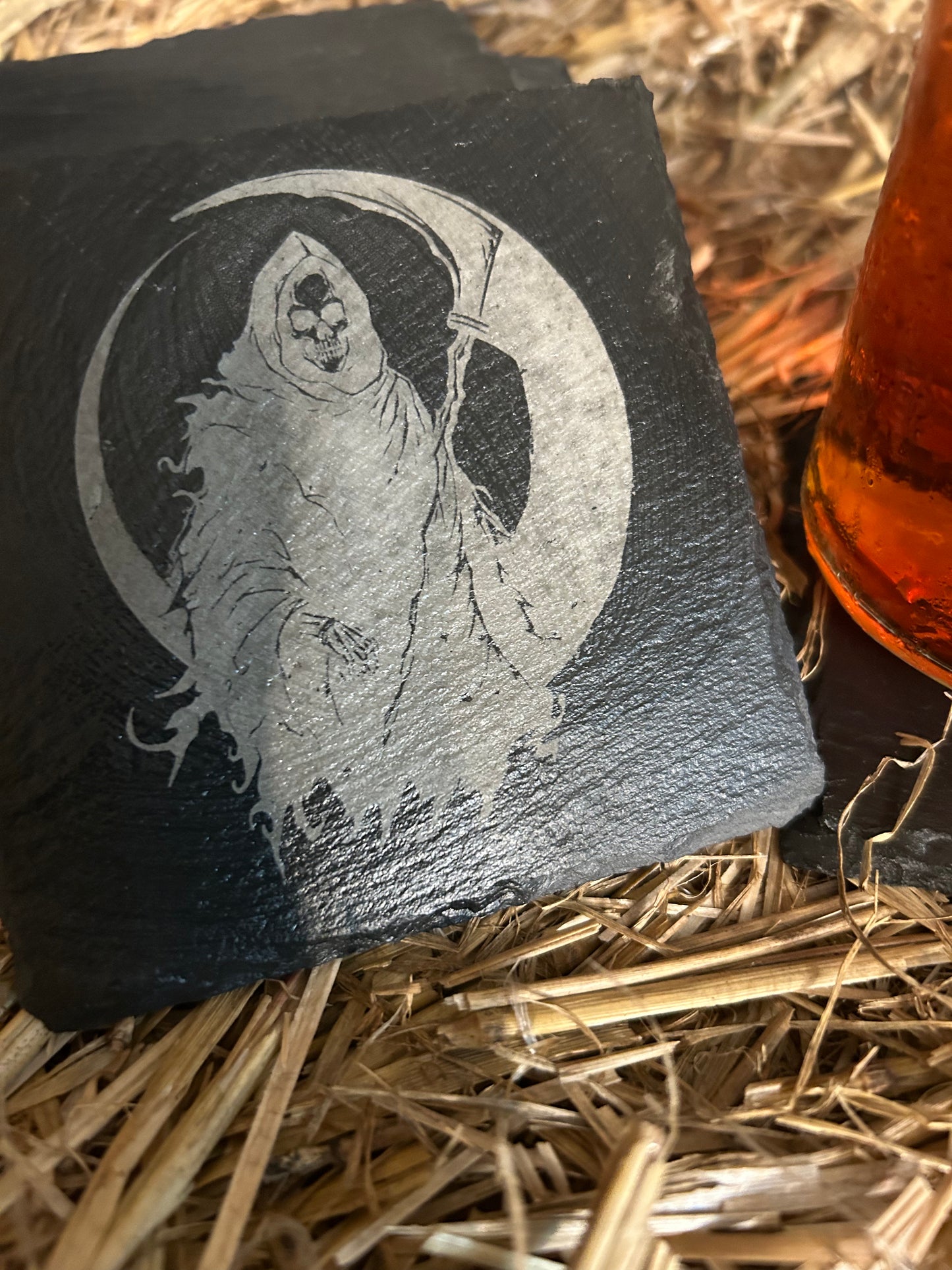 Grim Reaper Slate Coaster