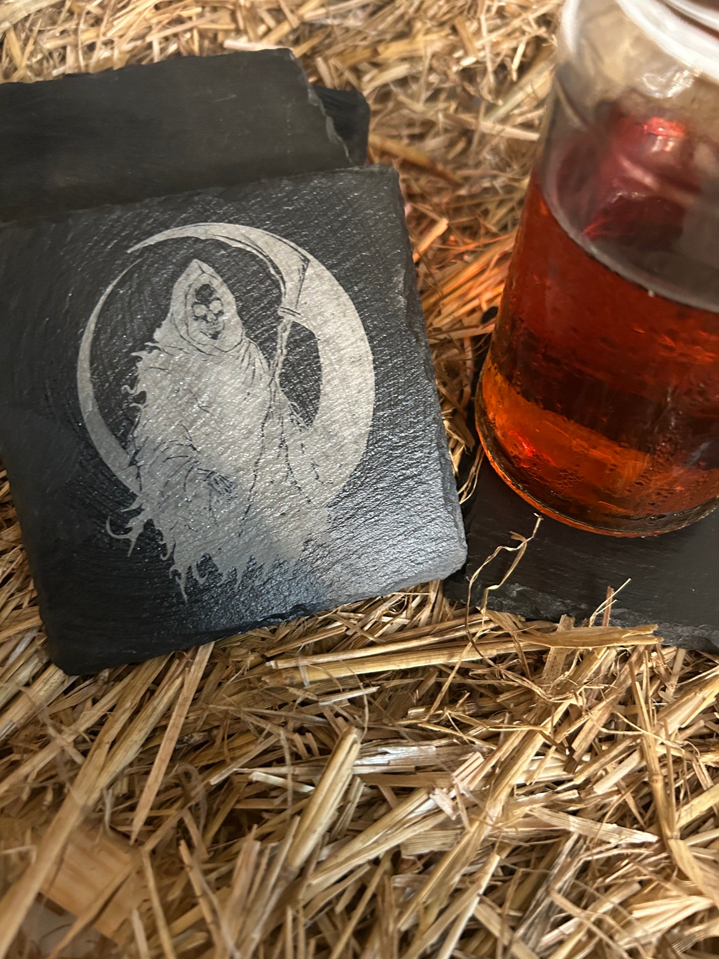 Grim Reaper Slate Coaster