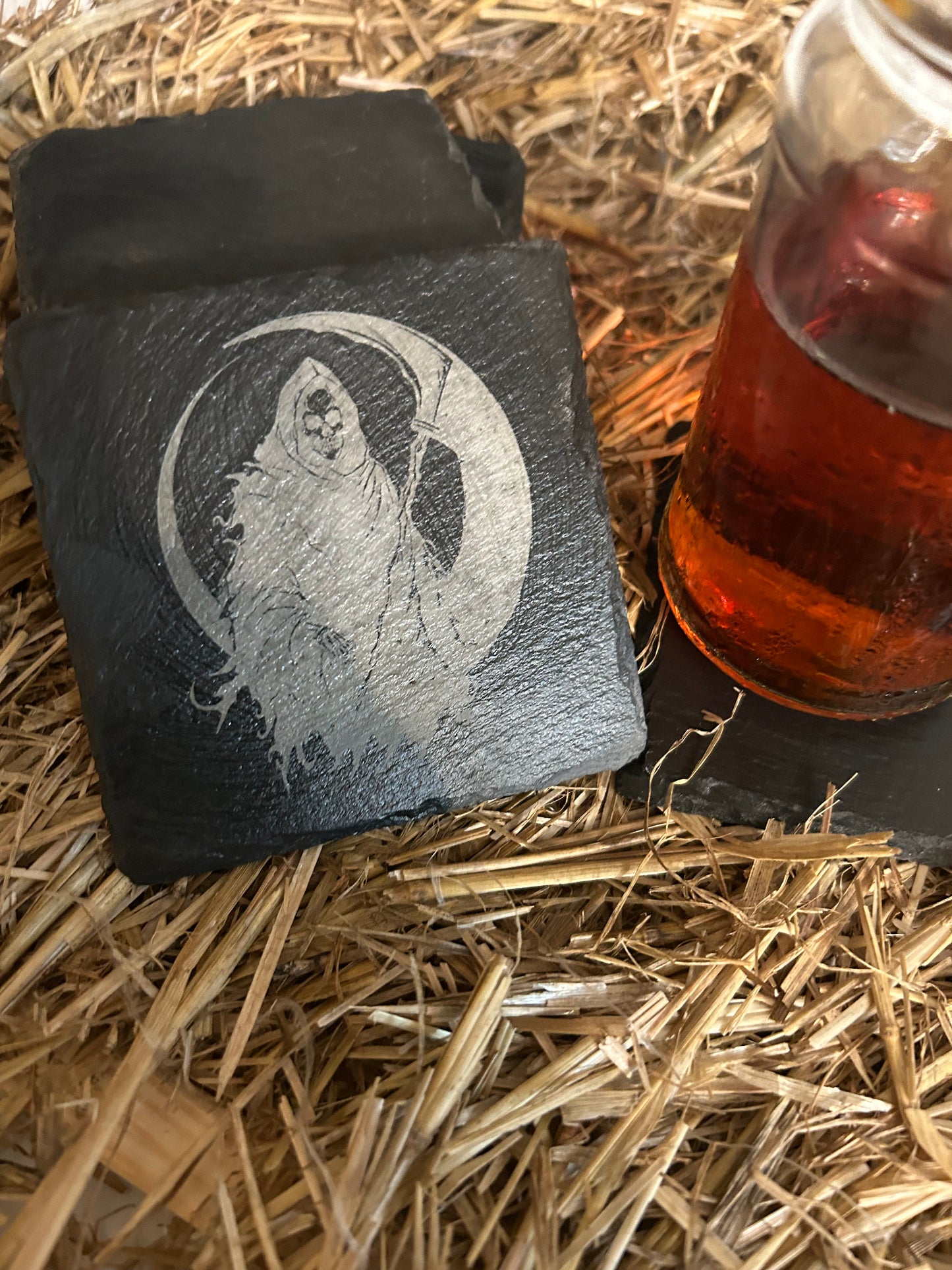 Grim Reaper Slate Coaster