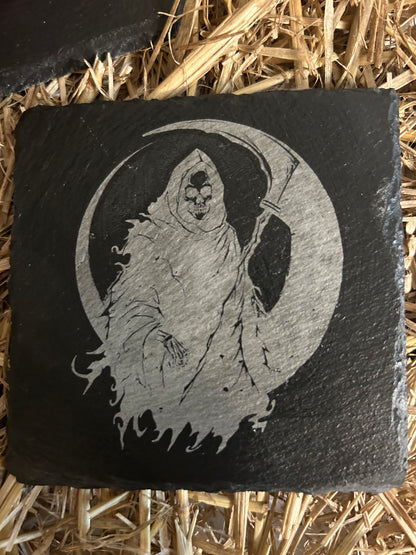 Grim Reaper Slate Coaster