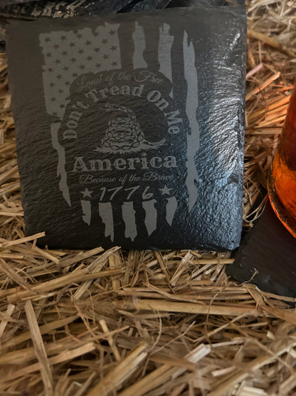 Marine Flag Slate Coaster “Don’t Tread On Me”