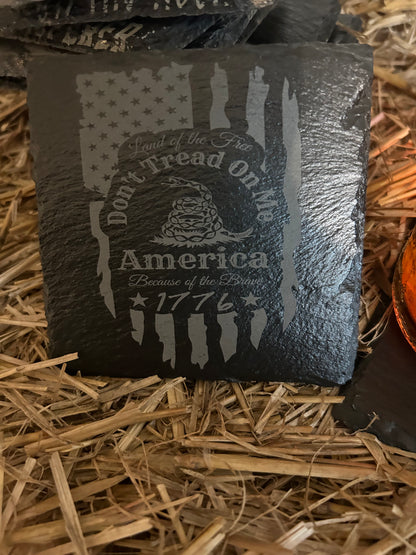 Marine Flag Slate Coaster “Don’t Tread On Me”